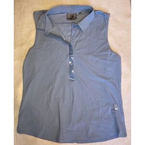 Foray Golf Sleeveless Polo Top Womens Size S Light Blue Excellent Laser Cut Back